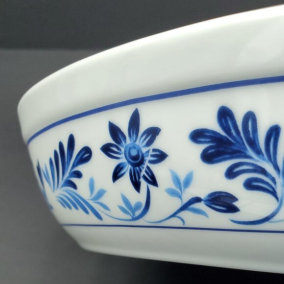 EMA Grupo Vista Alegre Portugal Oval Casserole Serving Dish Blue Floral on White - Picture 6 of 6